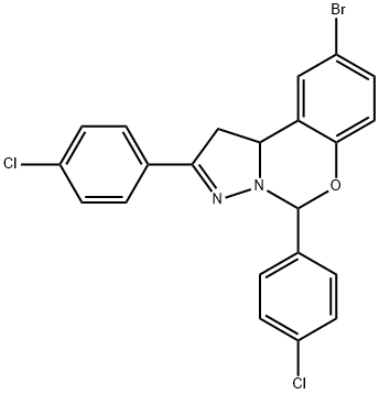 9-bromo-2,5-bis(4-chlorophenyl)-1,10b-dihydropyrazolo[1,5-c][1,3]benzoxazine Struktur