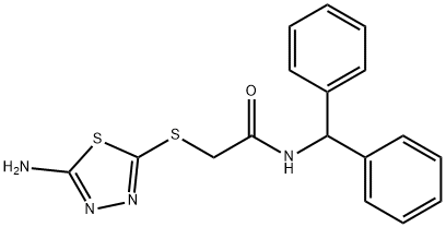 2-[(5-amino-1,3,4-thiadiazol-2-yl)sulfanyl]-N-benzhydrylacetamide Struktur