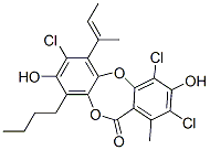 9-Butyl-2,4,7-trichloro-3,8-dihydroxy-1-methyl-6-(1-methyl-1-propenyl)-11H-dibenzo[b,e][1,4]dioxepin-11-one Struktur