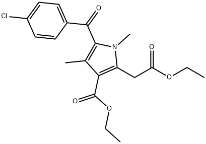 ethyl 5-(4-chlorobenzoyl)-3-(ethoxycarbonyl)-1,4-dimethyl-1H-pyrrole-2-acetate Struktur