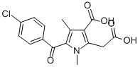 3-carboxy-5-(4-chlorobenzoyl)-1,4-dimethyl-1H-pyrrole-2-acetic acid Struktur