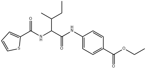 Benzoic acid, 4-[[3-methyl-1-oxo-2-[(2-thienylcarbonyl)amino]pentyl]amino]-, ethyl ester (9CI) Struktur