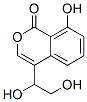 (-)-4-(1,2-Dihydroxyethyl)-8-hydroxy-1H-2-benzopyran-1-one Struktur