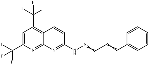 2-Propenal,3-phenyl-,[5,7-bis(trifluoromethyl)-1,8-naphthyridin-2-yl]hydrazone(9CI) Struktur