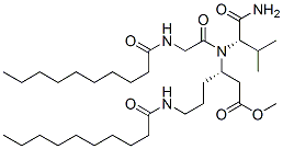 N-[N-(1-Oxodecyl)glycyl]-N-[(S)-1-(2-methoxy-2-oxoethyl)-4-[(1-oxodecyl)amino]butyl]-L-valinamide Struktur