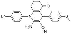 2-amino-1-(4-bromophenyl)-4-[4-(methylsulfanyl)phenyl]-5-oxo-1,4,5,6,7,8-hexahydro-3-quinolinecarbonitrile Struktur