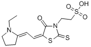 5-[(1-ethylpyrrolidin-2-ylidene)ethylidene]-4-oxo-2-thioxothiazolidin-3-ethanesulphonic acid Struktur