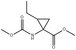 Cyclopropanecarboxylic acid, 2-ethyl-1-[(methoxycarbonyl)amino]-, methyl ester (9CI) Struktur