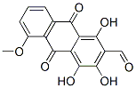 9,10-Dihydro-1,3,4-trihydroxy-5-methoxy-9,10-dioxoanthracene-2-carbaldehyde Struktur