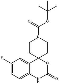 6-FLUORO-1,2-DIHYDRO-2-OXOSPIRO[4H-3,1-BENZOXAZINE-4,4'-PIPERIDINE]-1'-CARBOXYLIC ACID 1,1-DIMETHYL ETHYL ESTER Struktur