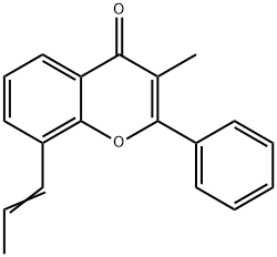 3-methyl-2-phenyl-8-(1-propenyl)-4-benzopyrone Struktur