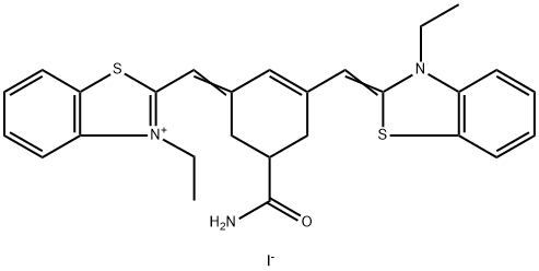 2-[(5-(AMINOCARBONYL)-3-([3-ETHYL-1,3-BENZOTHIAZOL-2(3H)-YLIDENE]METHYL)-2-CYCLOHEXEN-1-YLIDENE)METHYL]-3-ETHYL-1,3-BENZOTHIAZOL-3-IUM IODIDE Struktur