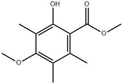 2-Hydroxy-4-methoxy-3,5,6-trimethylbenzoic acid methyl ester Struktur