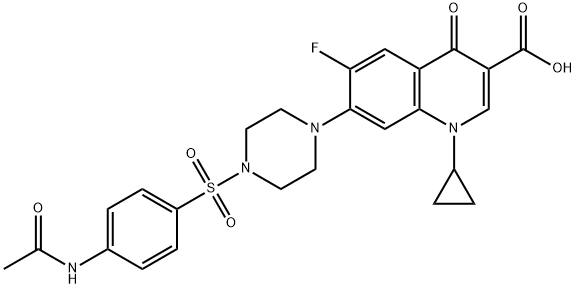 3-Quinolinecarboxylic acid, 7-[4-[[4-(acetylaMino)phenyl]sulfonyl]-1-piperazinyl]-1-cyclopropyl-6-fluoro-1,4-dihydro-4-oxo- Struktur