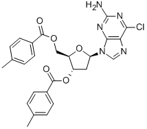 2-AMINO-6-CHLORO-9-(3,5-DI-O-(P-TOLUOYL)-BETA-D-2-DEOXYRIBOFURNANOSYL)PURINE Struktur