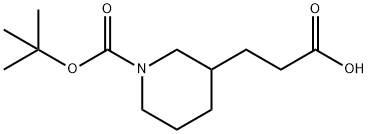 3-(2-Carboxyethyl)piperidine-1-carboxylic acid tert-butyl ester Struktur