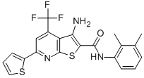 3-amino-N-(2,3-dimethylphenyl)-6-(2-thienyl)-4-(trifluoromethyl)thieno[2,3-b]pyridine-2-carboxamide Struktur