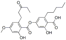 2-Hydroxy-4-[[2-hydroxy-4-methoxy-6-(3-oxopentyl)benzoyl]oxy]-6-pentylbenzoic acid Struktur