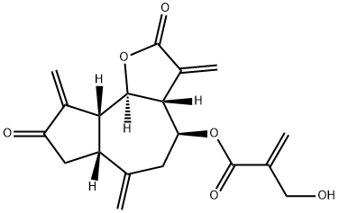 2-Hydroxymethylpropenoic acid dodecahydro-3,6,9-tris(methylene)-2,8-dioxoazuleno[4,5-b]furan-4-yl ester Struktur