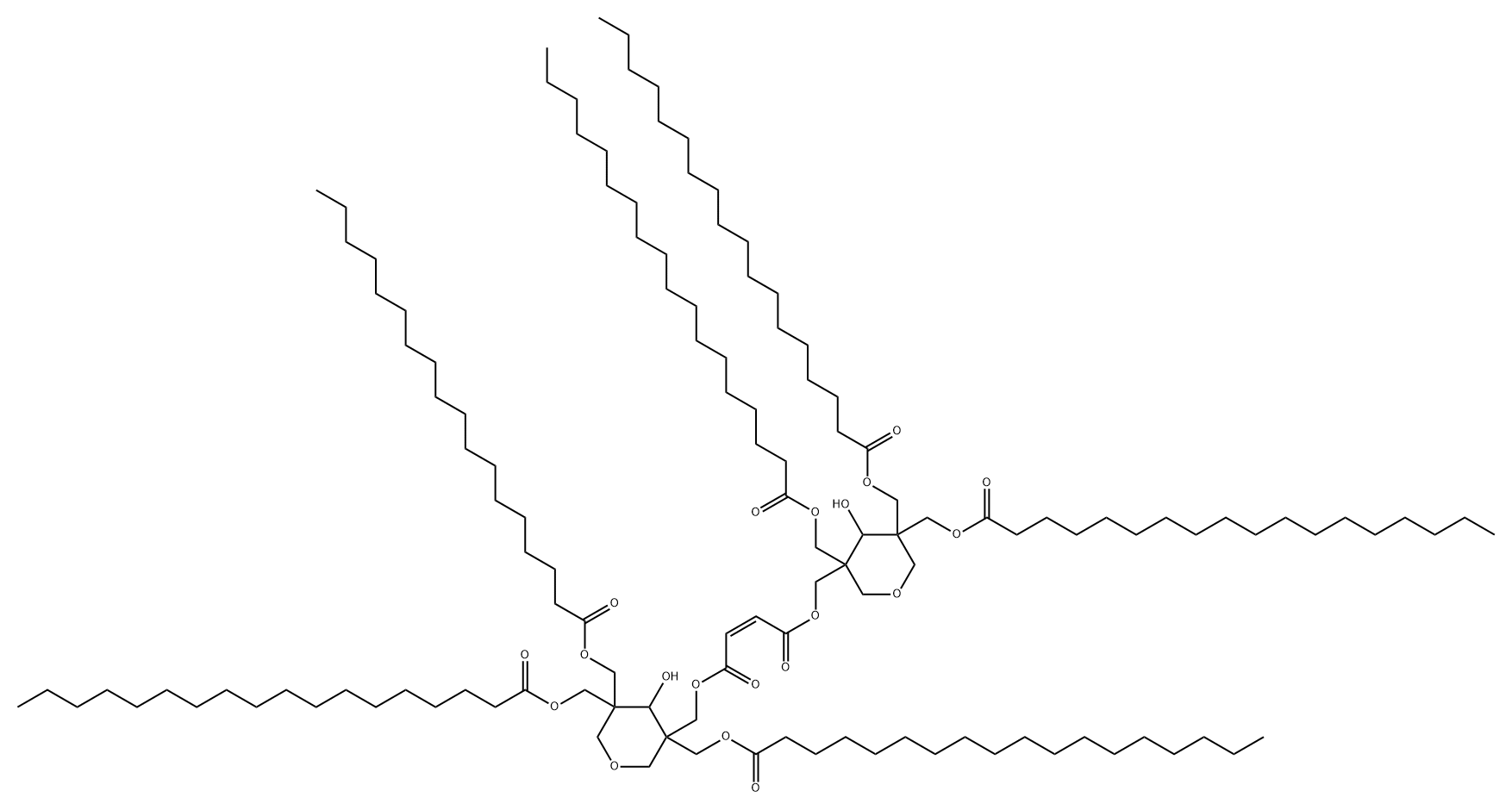 bis[[tetrahydro-4-hydroxy-3,5,5-tris[[(1-oxooctadecyl)oxy]methyl]-2H-pyran-3-yl]methyl] maleate Struktur