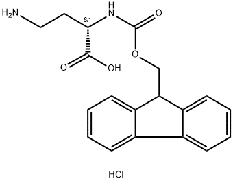 (2S)-4-Amino-2-[[(9H-fluoren-9-ylmethoxy)carbonyl]amino]butanoic acid hydrochloride Struktur