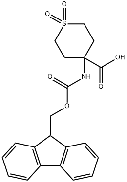 4-N-FMOC-AMINO-4-CARBOXY-1,1-DIOXA-TETRAHYDROTHIOPYRAN Struktur