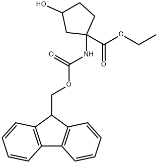 Cyclopentanecarboxylic acid, 1-[[(9H-fluoren-9-ylmethoxy)carbonyl]amino]-3-hydroxy-, ethyl ester (9CI) Struktur