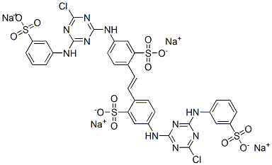 tetrasodium 4,4'-bis[[4-chloro-6-[(3-sulphonatophenyl)amino]-1,3,5-triazin-2-yl]amino]stilbene-2,2'-disulphonate Struktur