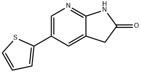 5-(thiophen-2-yl)-1H-pyrrolo[2,3-b]pyridin-2(3H)-one Struktur