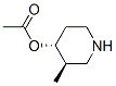 4-Piperidinol,3-methyl-,acetate(ester),(3R,4R)-(9CI) Struktur