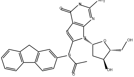 N-(deoxyguanosin-8-yl)acetylaminofluorene Struktur