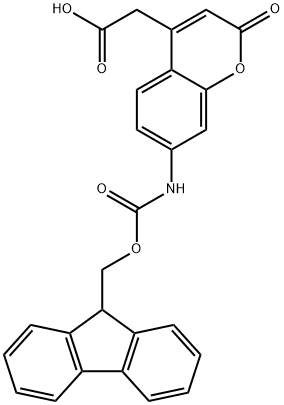 [7-(9H-Fluoren-9-ylmethoxycarbonylamino)-2-oxo-2H-chromen-4-yl]-aceticacid Struktur