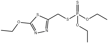 Phosphorodithioic acid, O,O-diethyl S-((5-ethoxy-1,3,4-thiadiazol-2-yl )methyl) ester Struktur