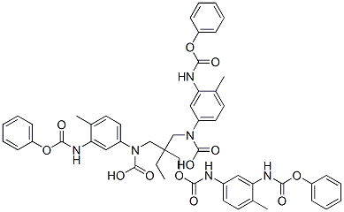 2-ethyl-2-[[[[[4-methyl-3-[(phenoxycarbonyl)amino]phenyl]amino]carbonyl]oxy]methyl]propane-1,3-diyl bis[[4-methyl-3-[(phenoxycarbonyl)amino]phenyl]carbamate] Struktur