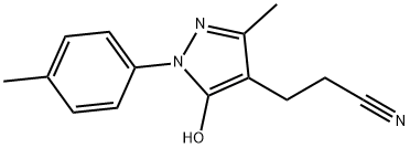 3-[5-hydroxy-3-methyl-1-(4-methylphenyl)-1H-pyrazol-4-yl]propanenitrile Struktur