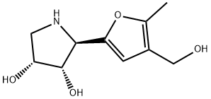 3,4-Pyrrolidinediol, 2-[4-(hydroxymethyl)-5-methyl-2-furanyl]-, (2R,3S,4R)- (9CI) Struktur