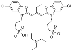 5-CHLORO-2-(2-[(5-CHLORO-3-(3-SULFOPROPYL)-2(3H)- BENZOXAZOLYLIDENE)METHYL]- 1-BUTENYL)-3-(3-SULFOPROPYL)- BENZOXAZOLIUM INNER SALT TRIETHYLAMINE SALT Struktur