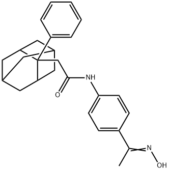 N-[4-(hydroxyethanimidoyl)phenyl]-2-(2-phenyl-2-adamantyl)acetamide Struktur