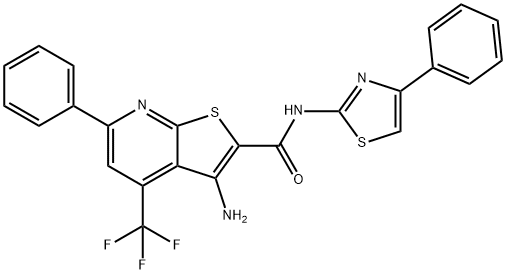 3-amino-6-phenyl-N-(4-phenyl-1,3-thiazol-2-yl)-4-(trifluoromethyl)thieno[2,3-b]pyridine-2-carboxamide Struktur