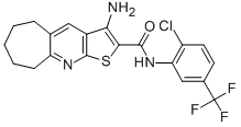 3-amino-N-[2-chloro-5-(trifluoromethyl)phenyl]-6,7,8,9-tetrahydro-5H-cyclohepta[b]thieno[3,2-e]pyridine-2-carboxamide Struktur