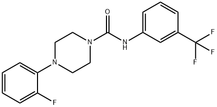 4-(2-fluorophenyl)-N-[3-(trifluoromethyl)phenyl]tetrahydro-1(2H)-pyrazinecarboxamide Struktur