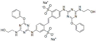 disodium 4,4'-bis[[4-[(2-hydroxyethyl)amino]-6-phenoxy-1,3,5-triazin-2-yl]amino]stilbene-2,2'-disulphonate Struktur