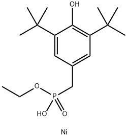 P-[[3,5-Bis(tert-butyl)-4-hydroxyphenyl]methyl]phosphonic acid monoethyl ester nickel salt Struktur