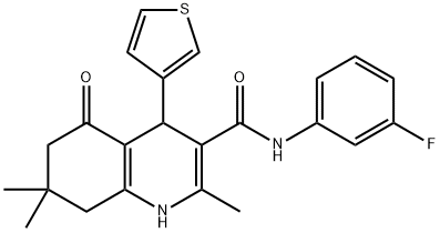 N-(3-fluorophenyl)-2,7,7-trimethyl-5-oxo-4-(3-thienyl)-1,4,5,6,7,8-hexahydro-3-quinolinecarboxamide Struktur