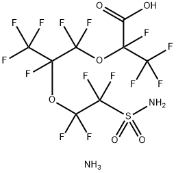 ammonium 2-[2-[2-(aminosulphonyl)-1,1,2,2-tetrafluoroethoxy]-1,1,2,3,3,3-hexafluoropropoxy]-2,3,3,3-tetrafluoropropionate Struktur