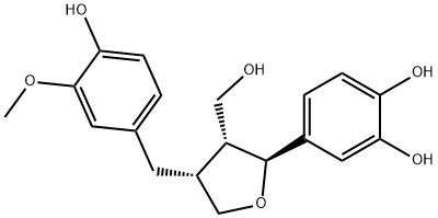 4-[Tetrahydro-4-[(4-hydroxy-3-methoxyphenyl)methyl]-3-hydroxymethylfuran-2-yl]-1,2-benzenediol Struktur