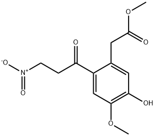 5-Hydroxy-4-methoxy-2-(3-nitro-1-oxopropyl)benzeneacetic acid methyl ester Struktur