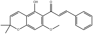 (2E)-1-(5-Hydroxy-7-methoxy-2,2-dimethyl-2H-1-benzopyran-6-yl)-3-phenyl-2-propen-1-one Struktur