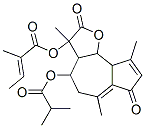 2-Methyl-2-butenoic acid 2,3,3a,4,5,7,9a,9b-octahydro-3,6,9-trimethyl-4-(2-methyl-1-oxopropoxy)-2,7-dioxoazuleno[4,5-b]furan-3-yl ester Struktur