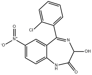 5-(2-Chlorophenyl)-1,3-dihydro-3-hydroxy-7-nitro-2H-1,4-benzodiazepin-2-one Struktur